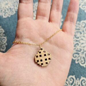 Vintage Jerusalem Wooden Celtic Style Cross Necklace
